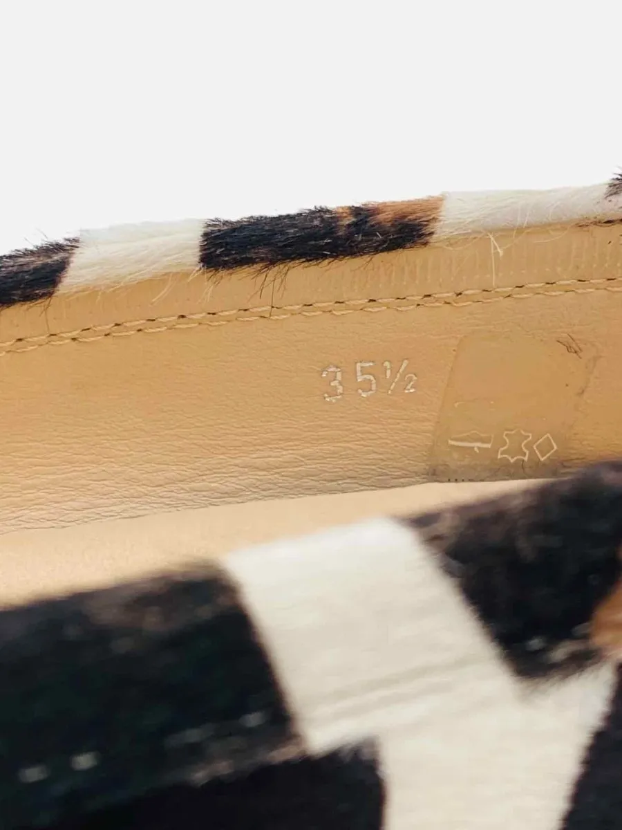 TOD'S White, Brown & Black Zebra Print Loafers 35.5