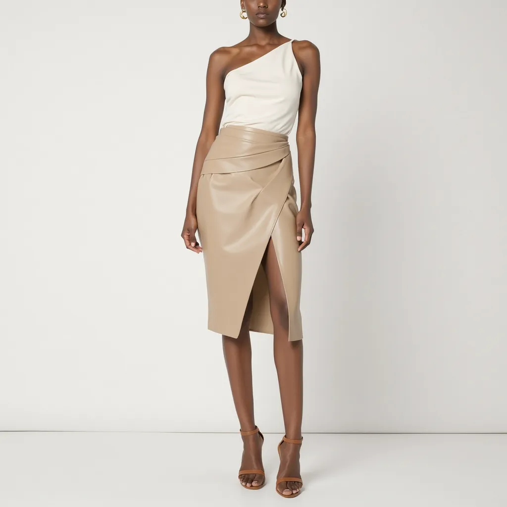 VellaLux Leather Midi Skirt