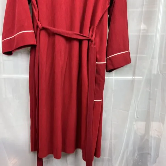 vintage Lorraine fleece robe wrap style collared sz large retro housecoat 80s