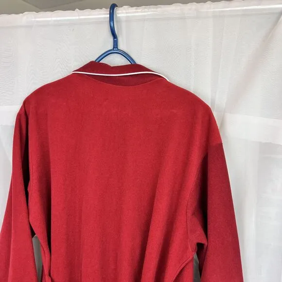 vintage Lorraine fleece robe wrap style collared sz large retro housecoat 80s