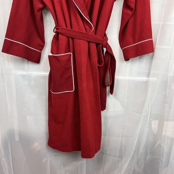 vintage Lorraine fleece robe wrap style collared sz large retro housecoat 80s