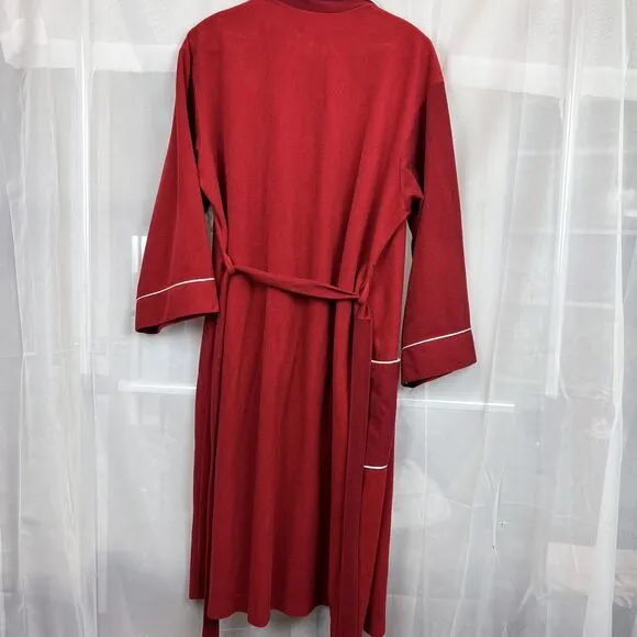 vintage Lorraine fleece robe wrap style collared sz large retro housecoat 80s