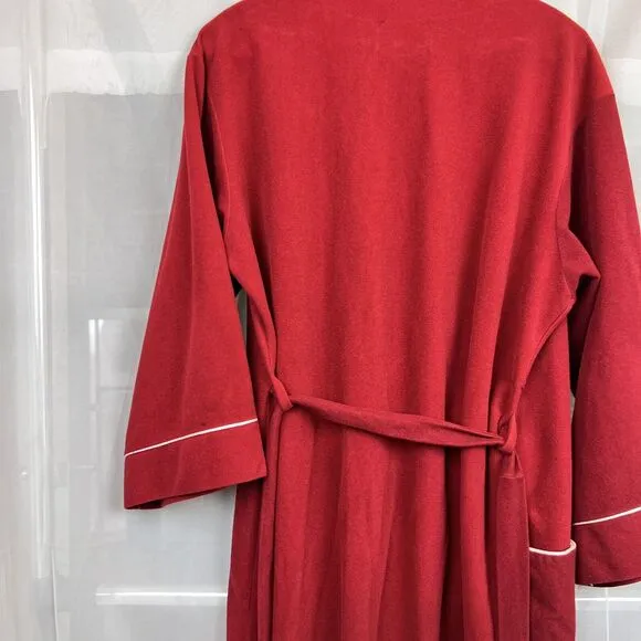vintage Lorraine fleece robe wrap style collared sz large retro housecoat 80s