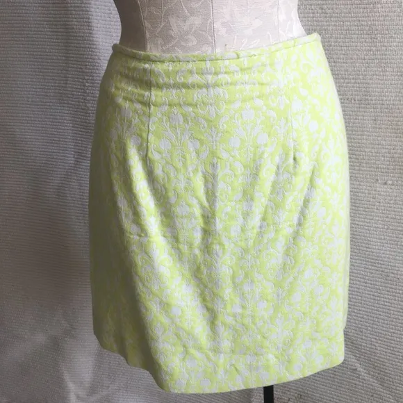 VTG 6 90s Jacquard Damask Print Mini Skirt Neon