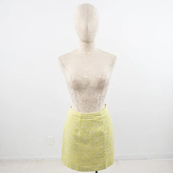 VTG 6 90s Jacquard Damask Print Mini Skirt Neon