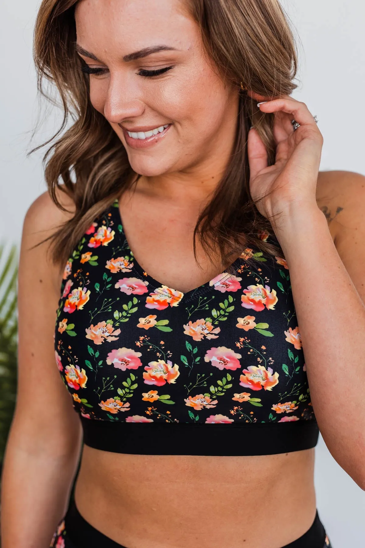 Walking On Sunshine Swim Top- Black Floral