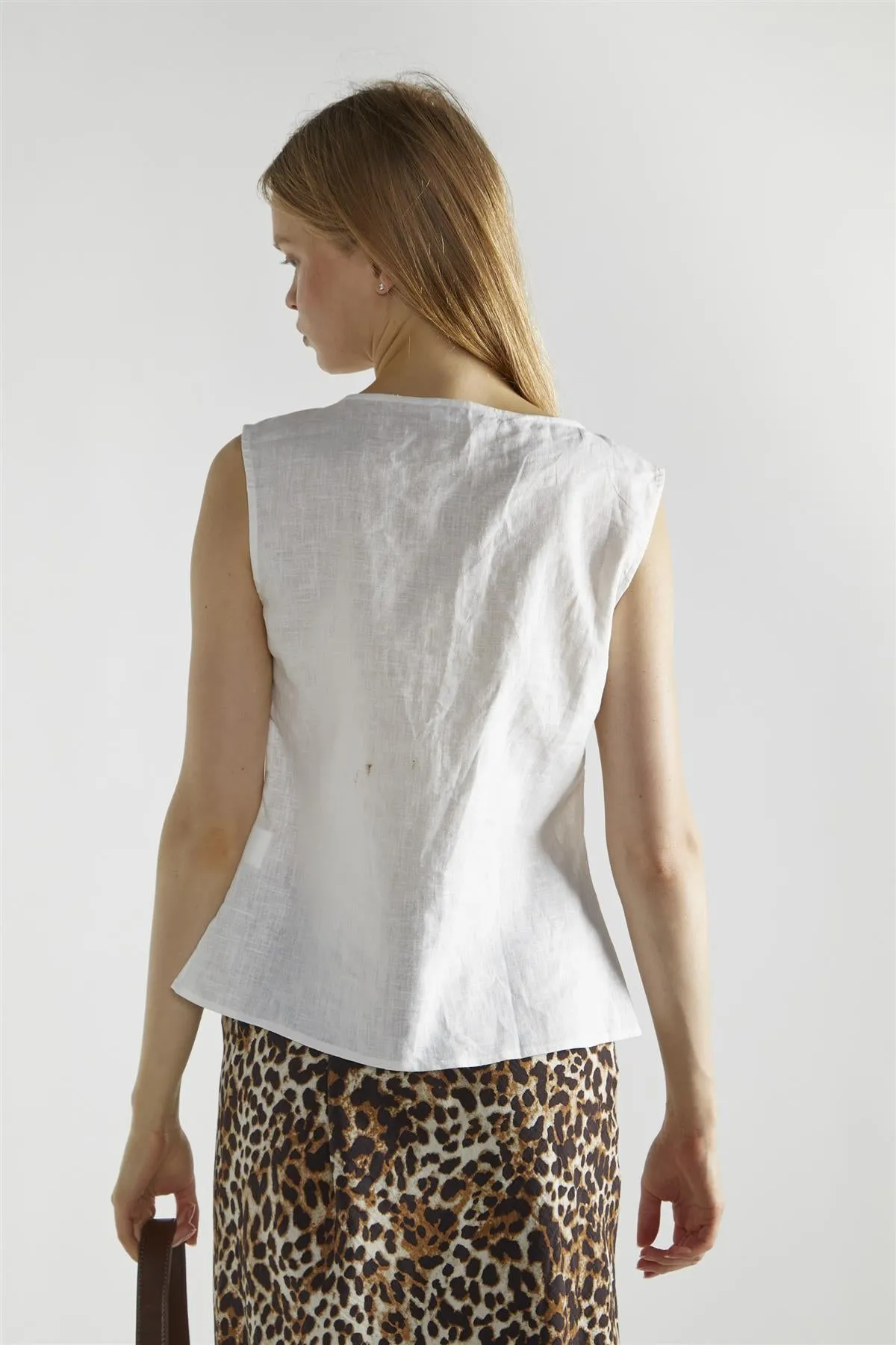 White V-Neck  Sleeveless-Top
