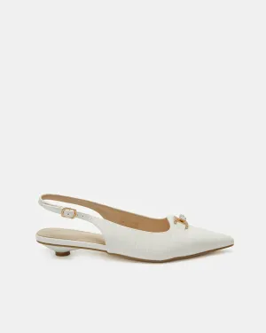 Women White Embellished Slingback Mule