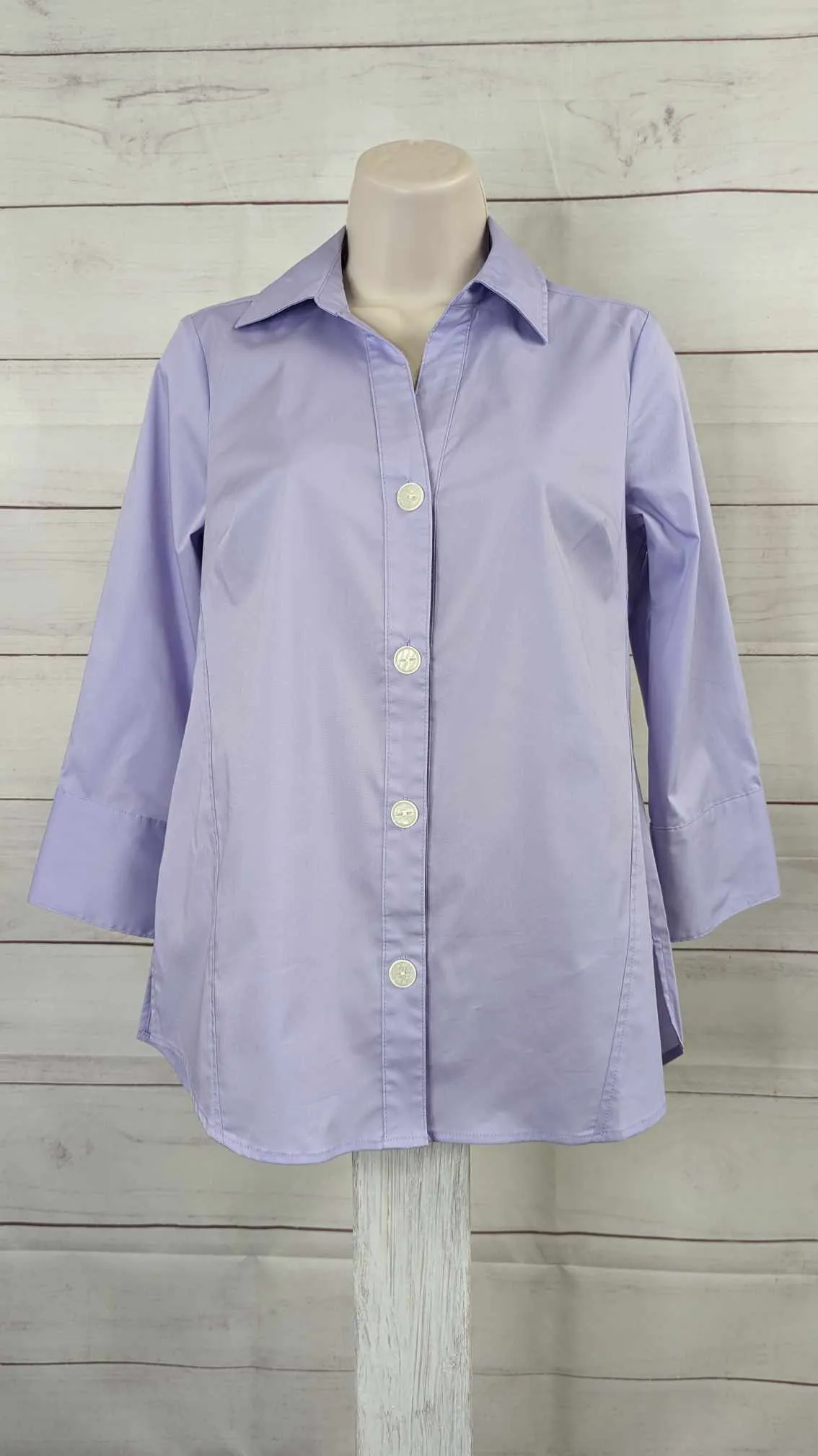 XXSMALL LILAC A596282 Denim & Co. Coolmax Cotton Shirt
